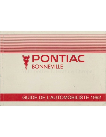 1992 PONTIAC BONNEVILLE INSTRUCTIEBOEKJE FRANS (CANADA)