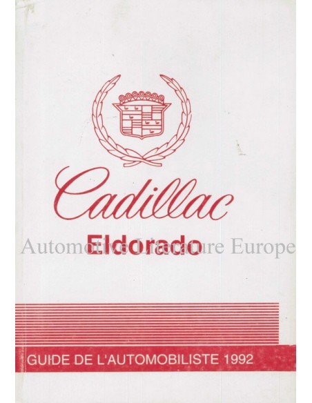 1992 CADILLAC ELDORADO OWNER'S MANUAL FRENCH (CANADA)
