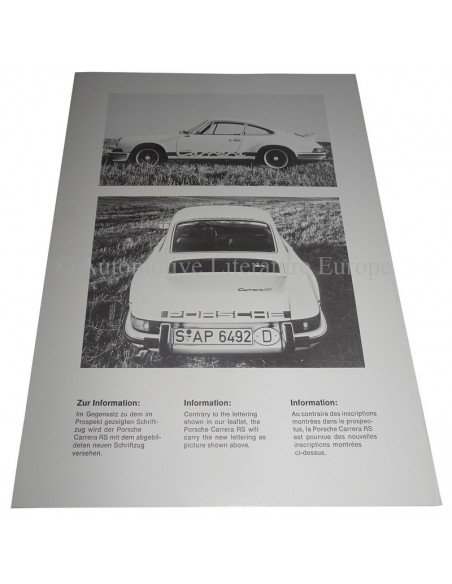 1973 PORSCHE 911 CARRERA RS PROSPEKT DEUTSCH