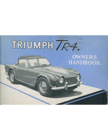 1963 TRIUMPH TR4 OWNER'S MANUAL ENGLISH